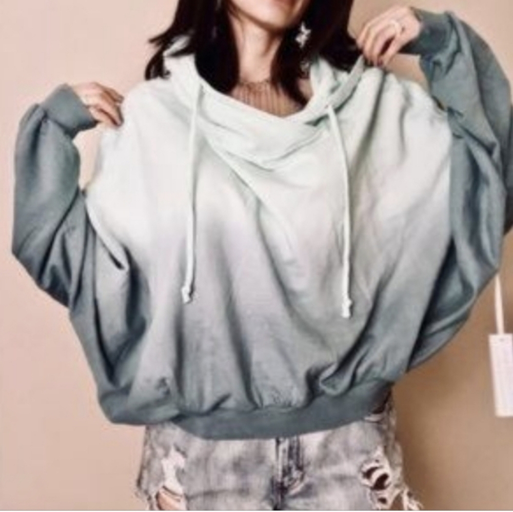 Young Fabulous & Broke Tie-Dye Ombre Cropped Hoodie S/M